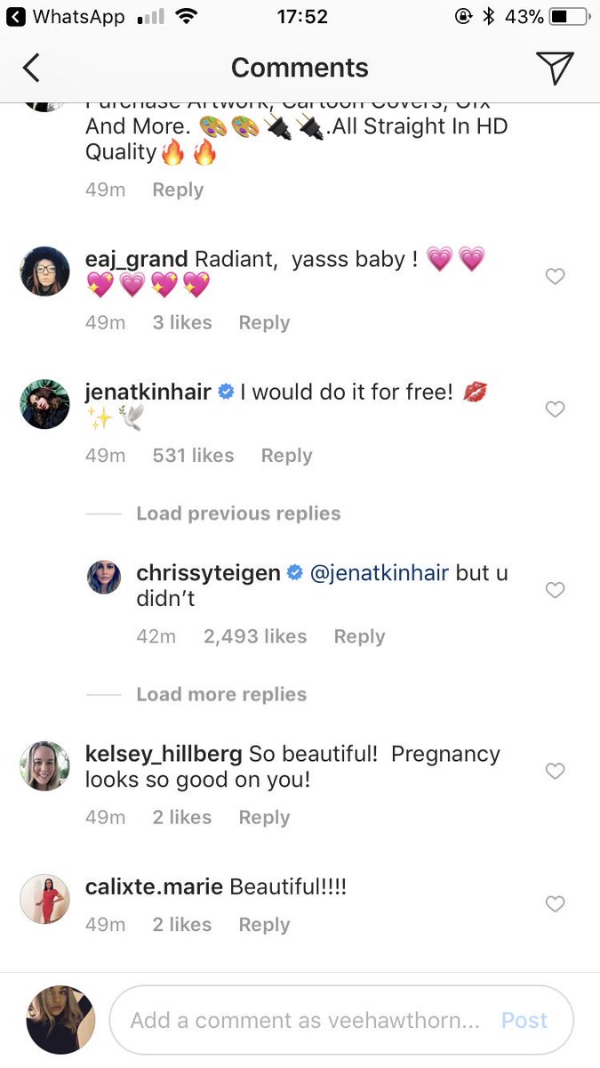 veehawthorn's tweet photo. I literally think @chrissyteigen is the funniest person to live on this planet https://t.co/FBze0vlIQU