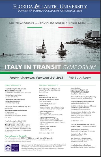 CultFilmLit's tweet photo. coming soon! “Italy in Transit” Symposium @FAUArtsLetters #ItalianSection
February 2 and 3
@ALDeanFAU https://t.co/mKqJRK3hTj