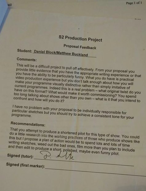 ElSatanico's tweet image. Hi @daveharte, @spacemonkey95 was just going through some old papers and found this... I'm glad we recovered from this scathing appraisal enough to produce a "...maybe even funny pilot." ;)