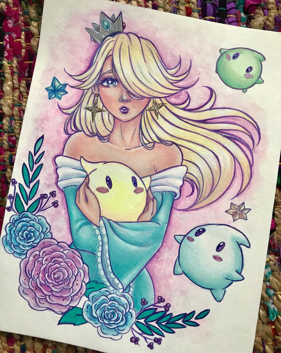 kaylakashawnart's tweet image. Rosalina💕✨
Watercolor painting with prismacolor and white gel detail. #rosalinaandluma #rosalina #mariogalaxyart #rosalinaart #fanart