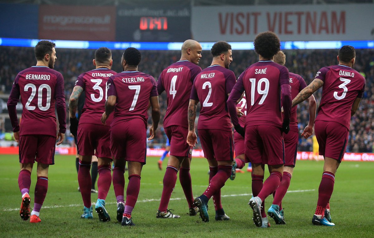 BernardoCSilva's tweet photo. Through to the next round! 🔵🔵 @ManCity 
And congrats @sterling7 for your 1st goal with the head in your career 😂😂 https://t.co/0f4ynTUDPb