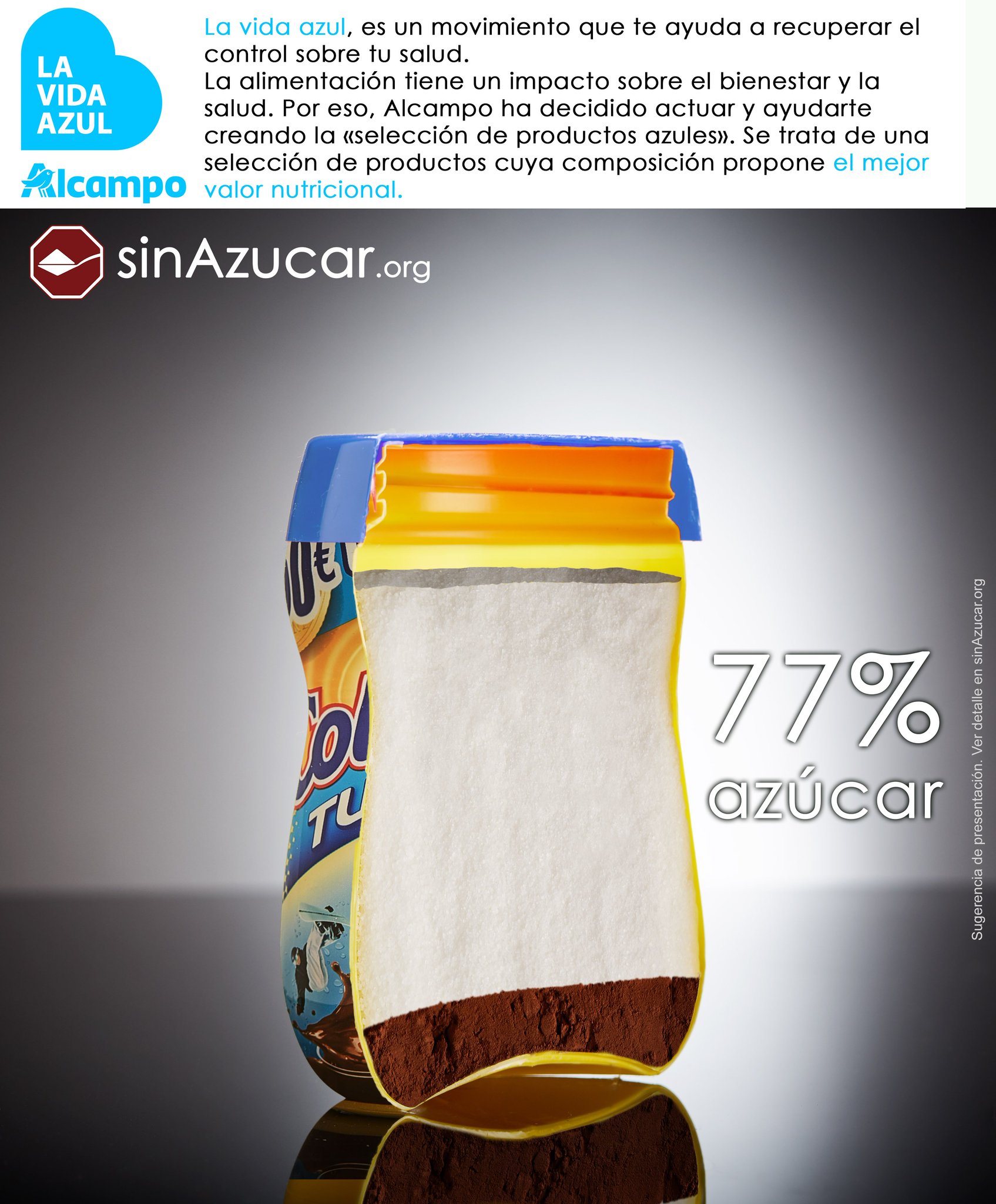 sinAzucar.org on X: Un bote de ColaCao Turbo, contiene el 77% de azúcar.  Forma parte de la selección #LaVidaAzul de @alcampo #BoicotAlcampo   / X