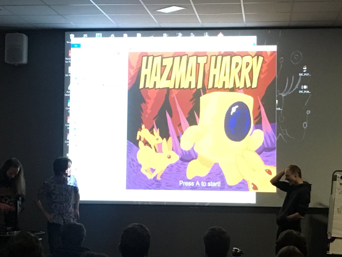 UWEGames's tweet photo. “Hazmat Harry” Meatboy inspired platformer - avoid spikes and pits but still die a lot! #GGJ18 #BristolGGJ @UWEBristol https://t.co/GyNoG0Aqnv