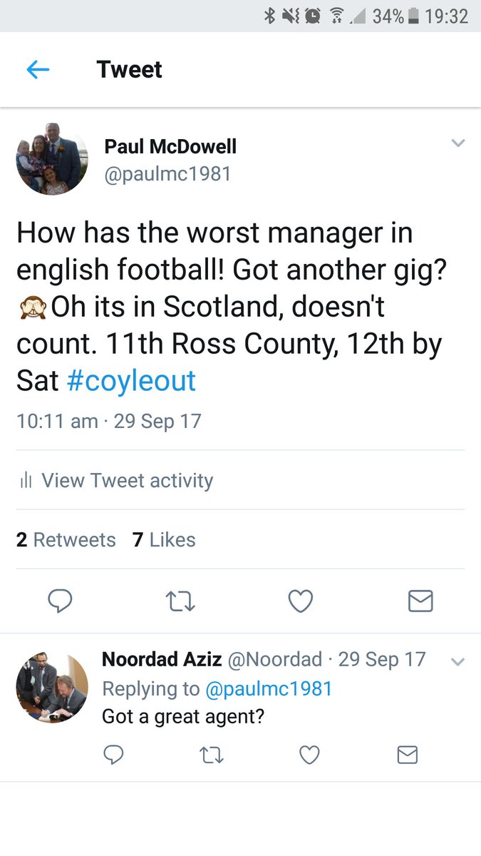 paulmc1981's tweet photo. Make that 11 games without a win in a piss poor SPL, 6 points a drift at the bottom, maybe its time to call it a day #coyleout go for being a pundit on sinking ships as you are an expert on that 😉 https://t.co/MtJqUbvzv1