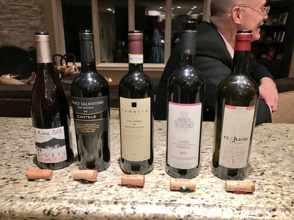 Last nights dinner #wines ... #Italian North to South and a ringer from #Spain. #MtEtna #VineNobile @CanteleWinery @paoloscavino #Value #GreatQPR