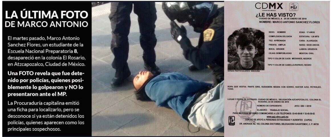 NosotrxsMX's tweet photo. #DóndeEstáMarcoAntonio A cinco días de su desaparición, el Gobierno de la CDMX @ManceraMiguelMX no ha logrado responder. Las autoridades están para protegernos, no para desaparecernos. https://t.co/u7ovCTKxUV