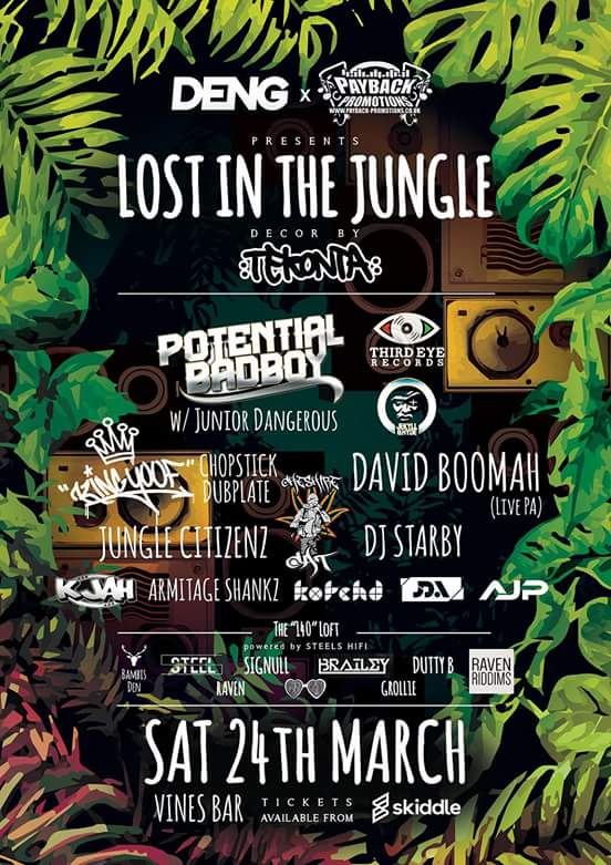 DENGEVENTS's tweet photo. Our next event is now live. Team up with @PaybackPromos Tekonta on the Decor 👽 it's going to go off! #itsadengting #drumandbass #junglist #jungle #lostinthejungle #music #positive #goodvibes #VIBE #OneLove #GoodVibesOnly #derby https://t.co/t5ZhBBZGr8