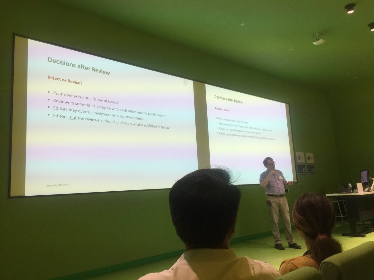 UTS_Sci_IBMD's tweet photo. Nature Chief Physical Sciences Editor, Karl Ziemelis provides an insight on decisions made after review of a research paper. Part of IBMD Research Week and Launch, UTS. @Nature @UTS_Science @UTSEngage #IBMDResearchWeek https://t.co/DfpGcDtk2T