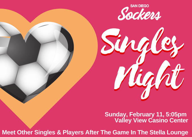 SanDiegoSockers's tweet photo. Singles Night Is February 11! Enjoy the exciting arena soccer action and then meet other singles &amp; players after the game In the Stella Lounge. https://t.co/58NMamd8KO
#SanDiegoSockers #SoccerInSD #SoccerInSanDiego #SanDiegoSingles #SinglesInSanDiego @MASLarena #DatingInSanDiego https://t.co/SxzB7mrRMb