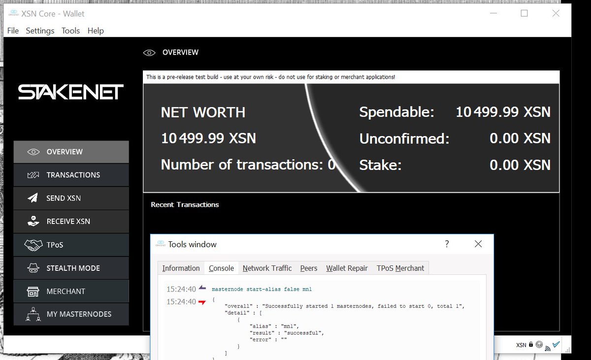 CoinStalker's tweet image. Successfully started $XSN Masternode on testnet - StakeNet is going to be huge! Still time to pickup $POSW before the swap!