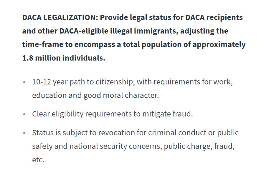 Here's the section on DACA. Let's see a show of hands. Who thinks putting a long, 10-12 year path in front of them where they have to cross all their t's and dot every single i to get citizenship = 'amnesty'