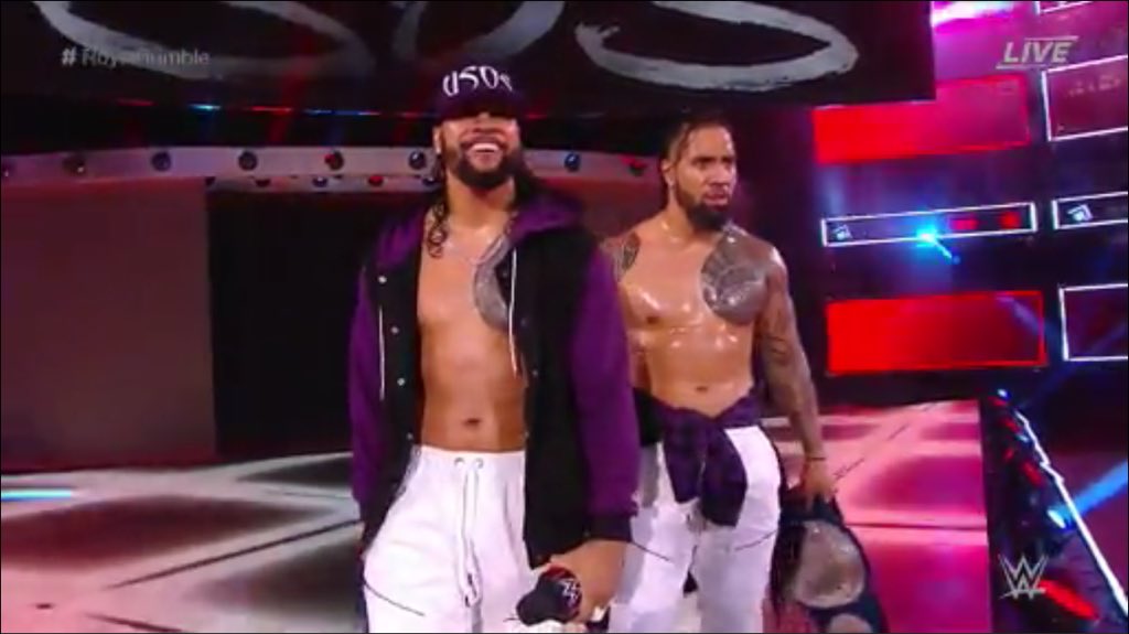 theusotwinzcom's tweet photo. @WWEUsos are repping that purple on tonight #Welcome #DayOneIsh #RoyalRumble https://t.co/yuwZBF1LQ2