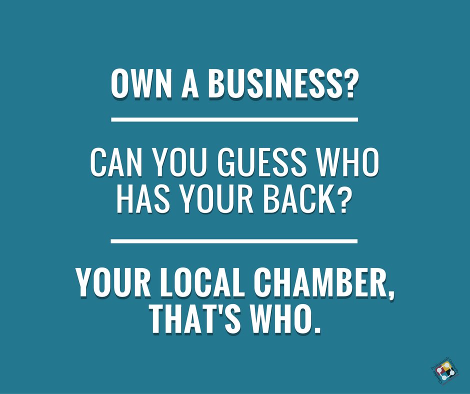 FrankKenny's tweet photo. Own a small business? Can you guess who has your back? Your local chamber, that's who. #Chamber #ChamberOfCommerce https://t.co/SznCRMrTRo