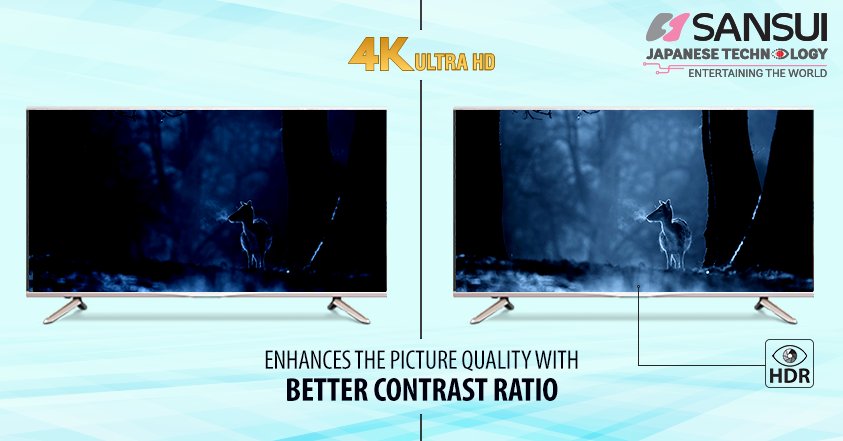 HDR (High Dynamic Range) feature gives the perfect contrast ratio for a perfect viewing experience. 
#4KUHD #HDR #SansuiLEDTV
Know more @ : bit.ly/2mIyTLX