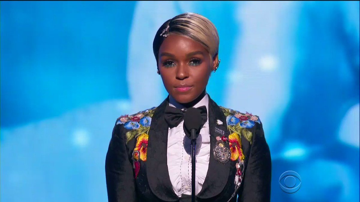 BuzzFeedNews's tweet photo. "To those who would dare try and silence us, we offer you two words: Time's up. We say time's up for pay inequality, discrimination or harassment of any kind, and the abuse of power." — Janelle Monáe at #GRAMMYs https://t.co/m9M1AzmwtM