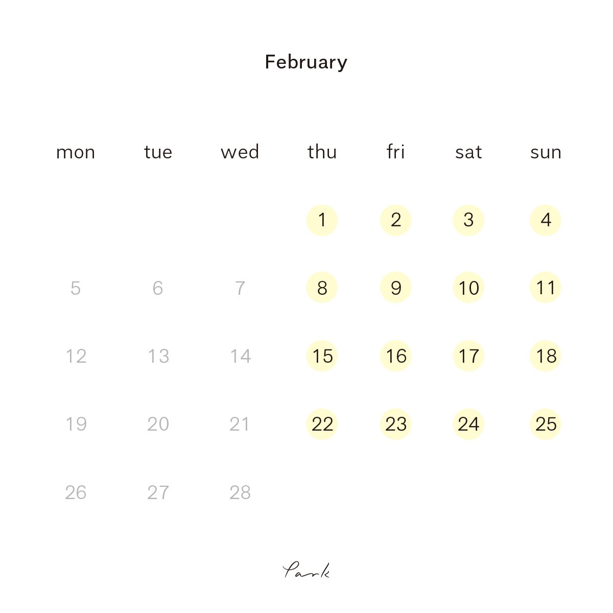 ThisisparkJ's tweet photo. 【park 2018年2月 営業カレンダー】2月1日(木),2日(金),3日(土),4(日)はKijirushi Exhibition / 木印展を開催中です。
2月3日(土)は、深大寺で節分会、豆まきが行われます。昨年は鬼太郎も参加したみたいですよ。ぜひ、合わせてお出かけください。
#park #park_jindaiji #thisispark #深大寺 https://t.co/JNTEyP6agm