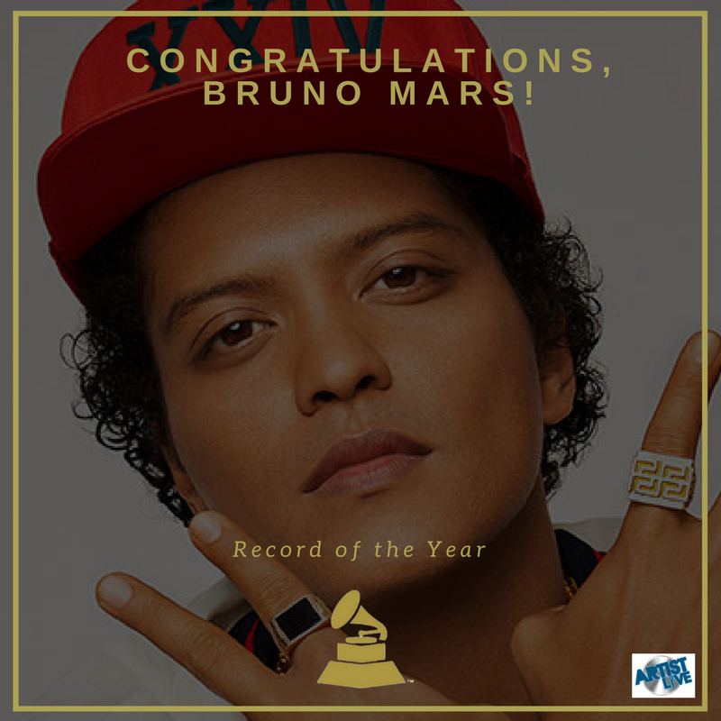 ArtistLiveSLC's tweet photo. @BrunoMars has the magic touch tonight ⚡️ #24KMagic wins #RecordOfTheYear! 🏆 #Grammys2018 #GrammysLIVE #ArtistLive https://t.co/5mwNLZbrhJ