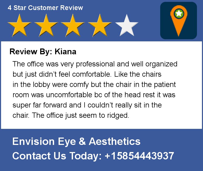 envisionroc's tweet photo. Review By: Kiana The office was very professional and well organized but just didn’t feel comfortable. Like the ch https://t.co/Th9NbkAaTM