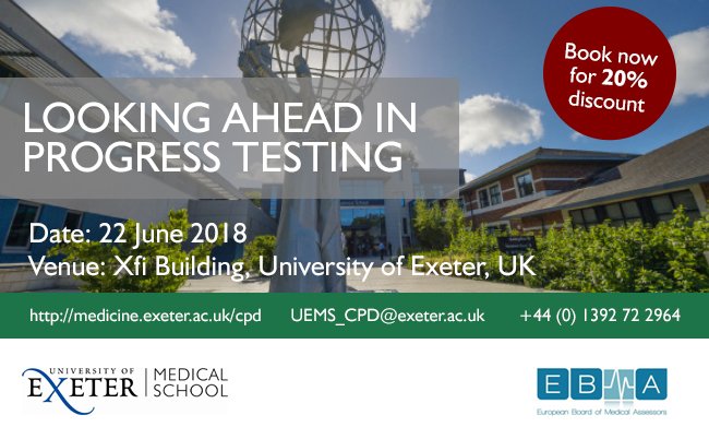We are keen to learn about how colleagues have instigated  #progresstesting #standardsetting #questionbanks #feedback #psychometrics, #educationalresearch. We invite you to submit an abstract medicine.exeter.ac.uk/progresstestin… @EBMAorg @carlosfcollares @CvanderVleuten