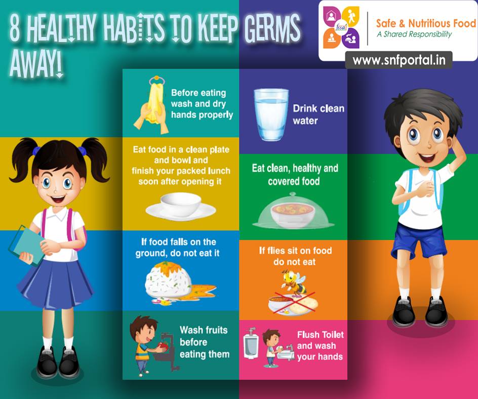 fssaiindia's tweet photo. Small habits ensure we don't get effected by Big Germs. Follow these EIGHT, to fight with germs.
Visit https://t.co/NATmr0vRa7 for more rules on food safety and basic hygiene
#YellowBook #BasicHygiene #AvoidGerms https://t.co/2YQbnyWOx0