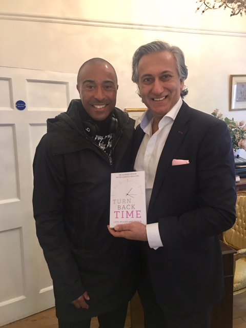 Great to see Colin Jackson with Dr Khan at the clinic.  The TV sports presenter and former phenomenal hurdler could teach us a thing or two about how to get fit! 🏃‍♀️🏋️‍♀️🏊‍♂️🚴‍♂️! Meantime, Dr Khan has the answers about how to get in shape in his new book.