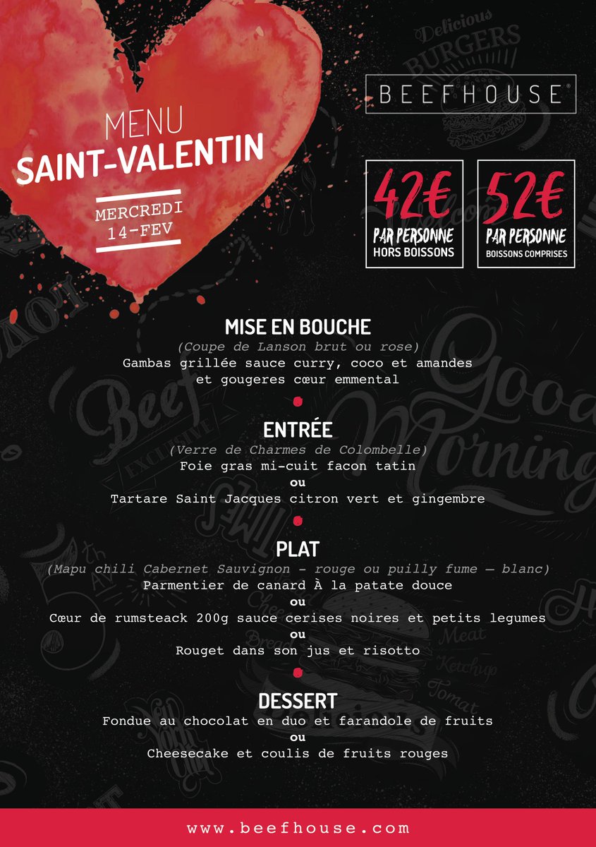 beefhouseblog's tweet photo. #SaintValentin • Un menu spécial pour une soirée spéciale au Beefhouse #Lille 
►  Réservations : 03 20 47 21 42 ✨  #Euralille #StValentin https://t.co/CTyNjgLf0k