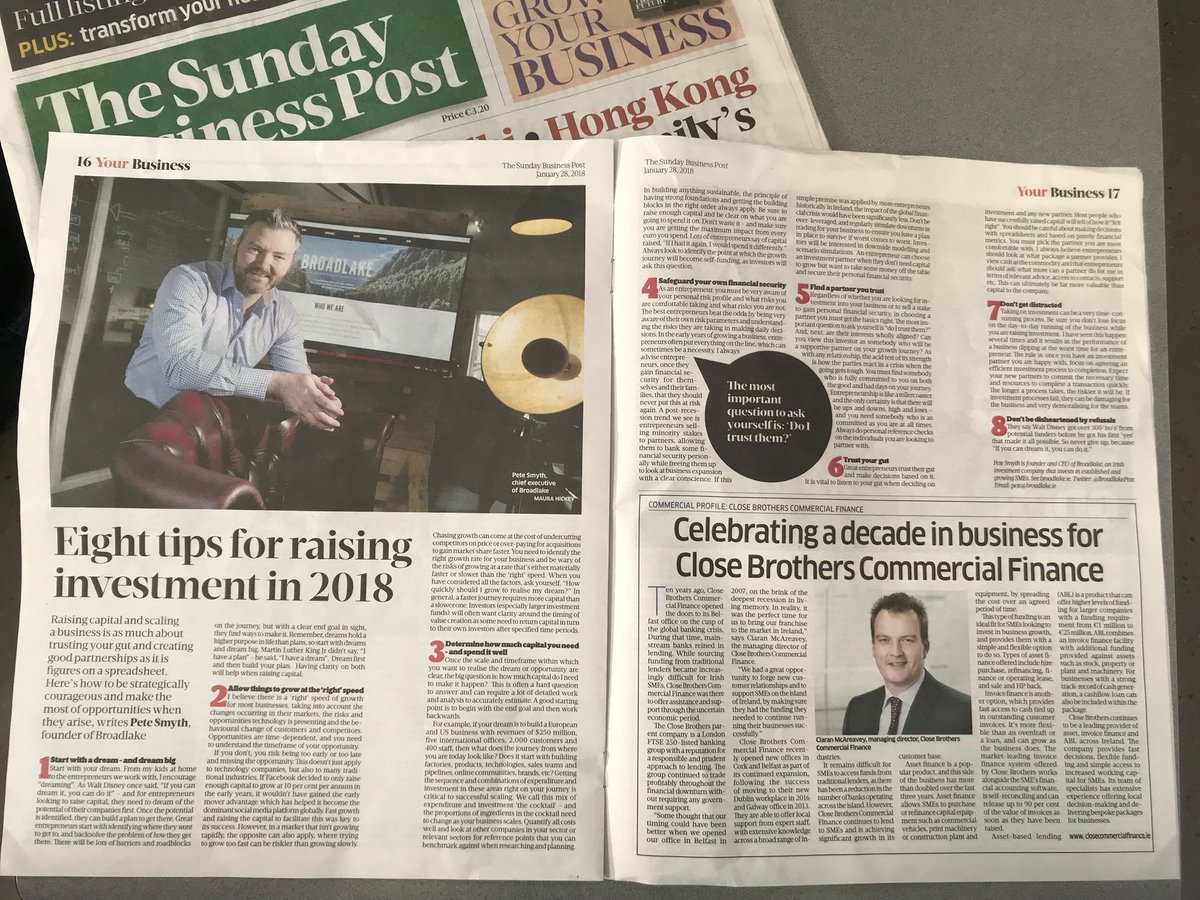 Piece I wrote for <a href="/sundaybusiness/">Fred</a> “Tips for raising investment” - In summary Dream Big &amp; Find a Partner who can Add Value &amp; you can Trust !!