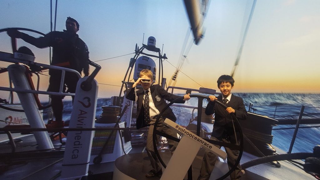 HHKSShackleton's tweet photo. The Y7 #boysofshackleton were this morning treated to a trip to the Volvo Ocean Race HQ, to learn about science, engineering and the future of racing, sailing and #Volvo! #LearningCreatively @Harrow_HK @HarrowhkScience @HarrowHKExpeds @volvooceanrace https://t.co/fRoBnLVumi