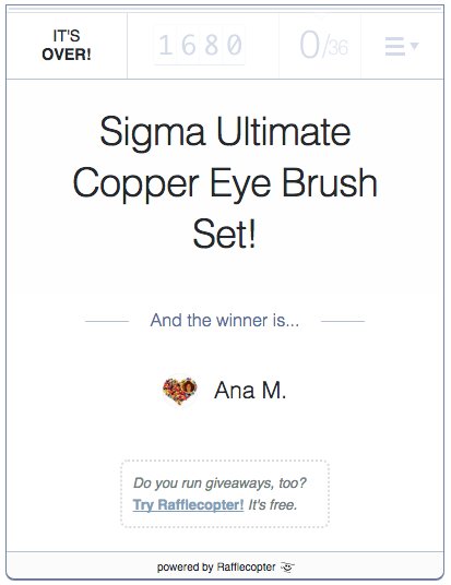 Enhorabuena Ana María! Eres la ganadora del sorteo del Kit de Brochas Sigma! En breve recibirás un email! ✉️ Al resto muchísimas gracias por haber participado! ❤️ Dentro de nada habrá otra oportunidad! Feliz Lunes! 😊