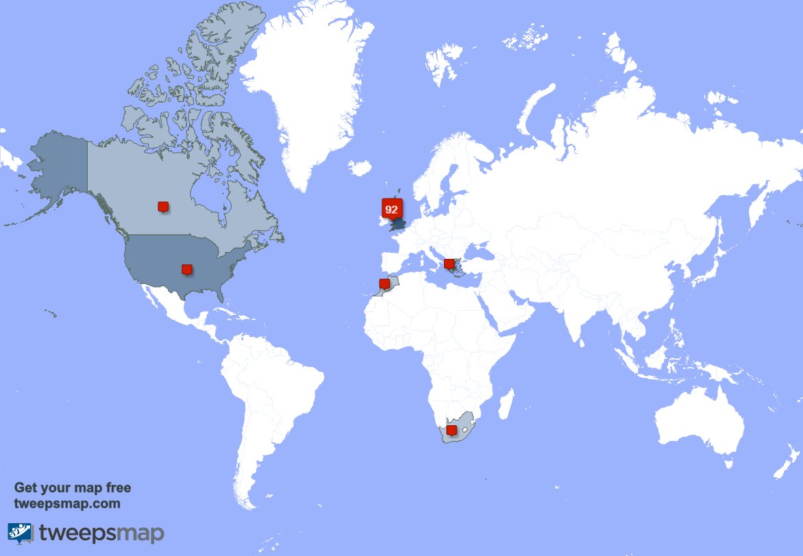LisaGLCars's tweet photo. My followers are in UK.(91%), USA(6%)... Get your map too: https://t.co/f8ysViDw7H https://t.co/AiCD1hYeL6