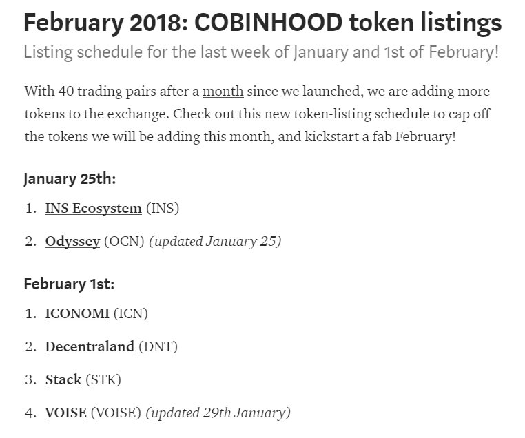 American_Crypto's tweet photo. ~~NEWS ALERT~~ $VOISE will be listed on @COBINHOOD exchange on February 1st, 2018. You can check out their exchange by following this link: https://t.co/P0TJ9hfC7I https://t.co/askcwL8Ln5