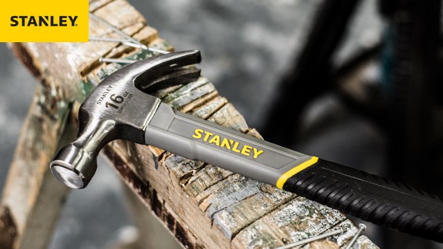 The STANLEY® 16oz Fibreglass Curved Claw Hammer. 
It's Bi-material grip aids comfort and reduces slip, while it's fibreglass core adds strength and reduces vibration.
Pick yours up at: bit.ly/2BpZSAJ