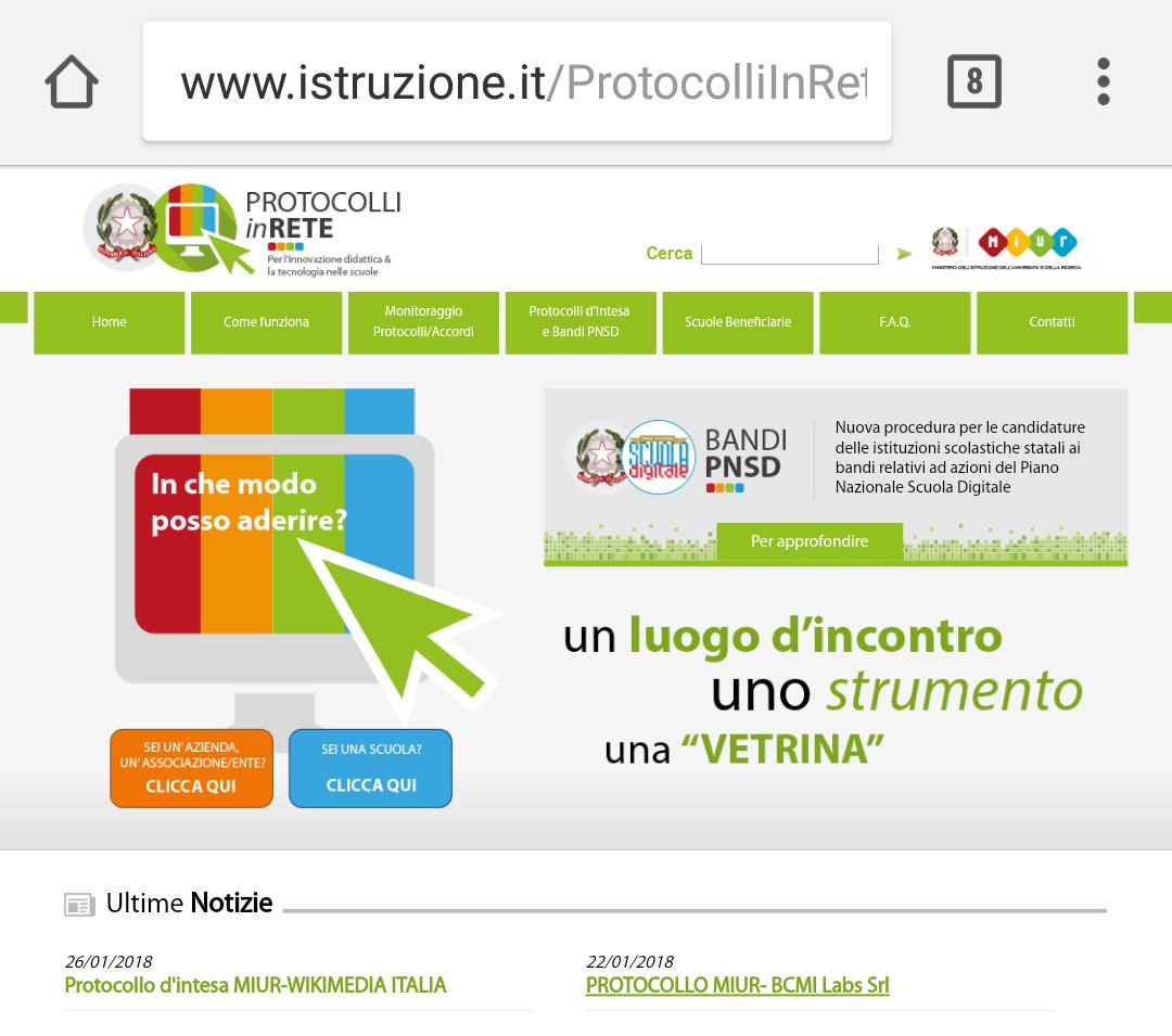 Pubblicato il testo del Protocollo d'intesa stipulato tra <a href="/MiurSocial/">MiurSocial 😷</a> e @WikimediaItalia grazie a <a href="/dskutz/">Donatella Solda</a> e al lavoro di squadra dell'associazione per la promozione del sapere libero. Riconosciuto il valore formativo dell'uso didattico di #Wikipedia.
istruzione.it/ProtocolliInRe…