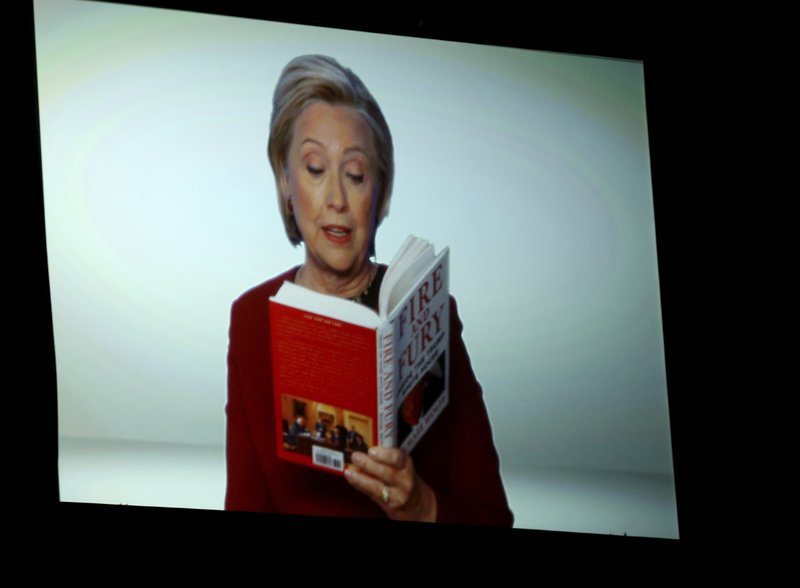 MONKEYMANMEDIA_'s tweet photo. Hillary Clinton reads from ‘Fire and Fury’ at Grammys https://t.co/6e0NyhQb9T https://t.co/iaalh4poKr