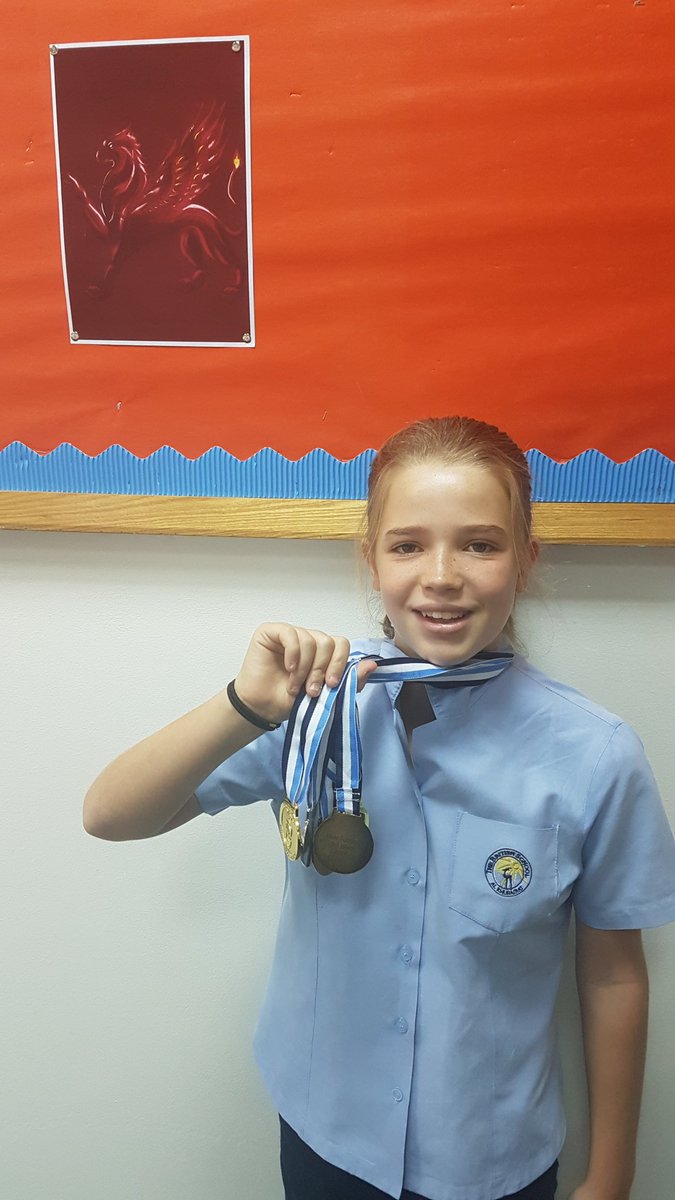 Flora Berens showing off her medals from a very successful BSME tournament! Well done Flora #GoGriffin