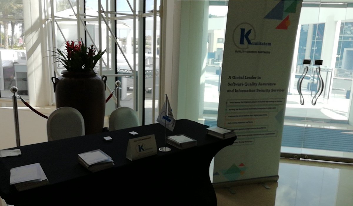 Kualitatem's tweet photo. @Kualitatem's booth at the ongoing #CIO 100 Awards &amp; Forum event (hosted by #CPIMediaGroup &amp; #TahawulTech) at Jumeirah Beach Hotel, Dubai.

#CNME #Innovation #ICT #DigitalTransformation #SoftwareTesting #QualityAssurance #QA #TestingPartner #MiddleEast #IT #JumeirahBeach #Dubai https://t.co/QqZAjBcSNZ