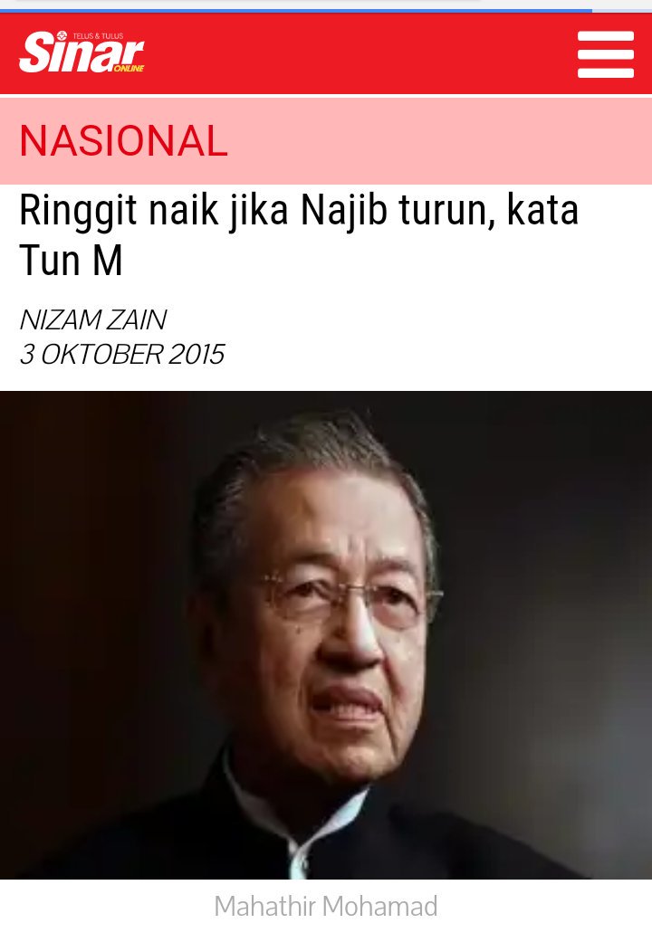 tunfaisal's tweet photo. RINGGIT MAKIN NAIK DAN KUKUH. Kata Mahathir @chedetofficial Ringgit hanya akan naik, jika Najib turun. So apa cerita? Kuat muhung la Mahathir ni πππ #MahaAuta #MahathirMuhung https://t.co/1CCRP6RXL2