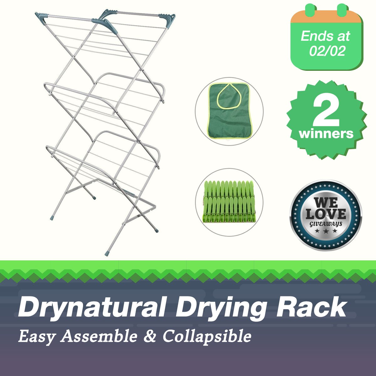 BizarkDeal's tweet photo. Win Drynatrural Drying Rack!2 Winners!{US}(End by 2/2/2018)
Giveaway link: https://t.co/sElVB6rdhz
Prize link: https://t.co/f7KMuRgzsU
#FacebookGiveaways #WeLoveGiveaways #sweeptakes #Drynatrural #Drying #Rack https://t.co/UYeiXbZxri