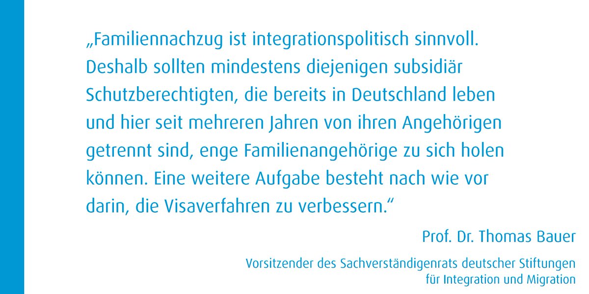 #Familiennachzug fördert #Integration von Schutzberechtigten. Lesen Sie das Statement vom SVR-Vorsitzenden Thomas Bauer hier: bit.ly/SVR_Familienna…