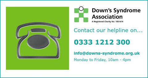 DSAInfo's tweet photo. Our Helpline is open Monday to Friday (10am-4pm). If you have any questions about Down's syndrome or if you're concerned about someone you care for you can call them on 0333 1212 300 https://t.co/qXYwivhBx4