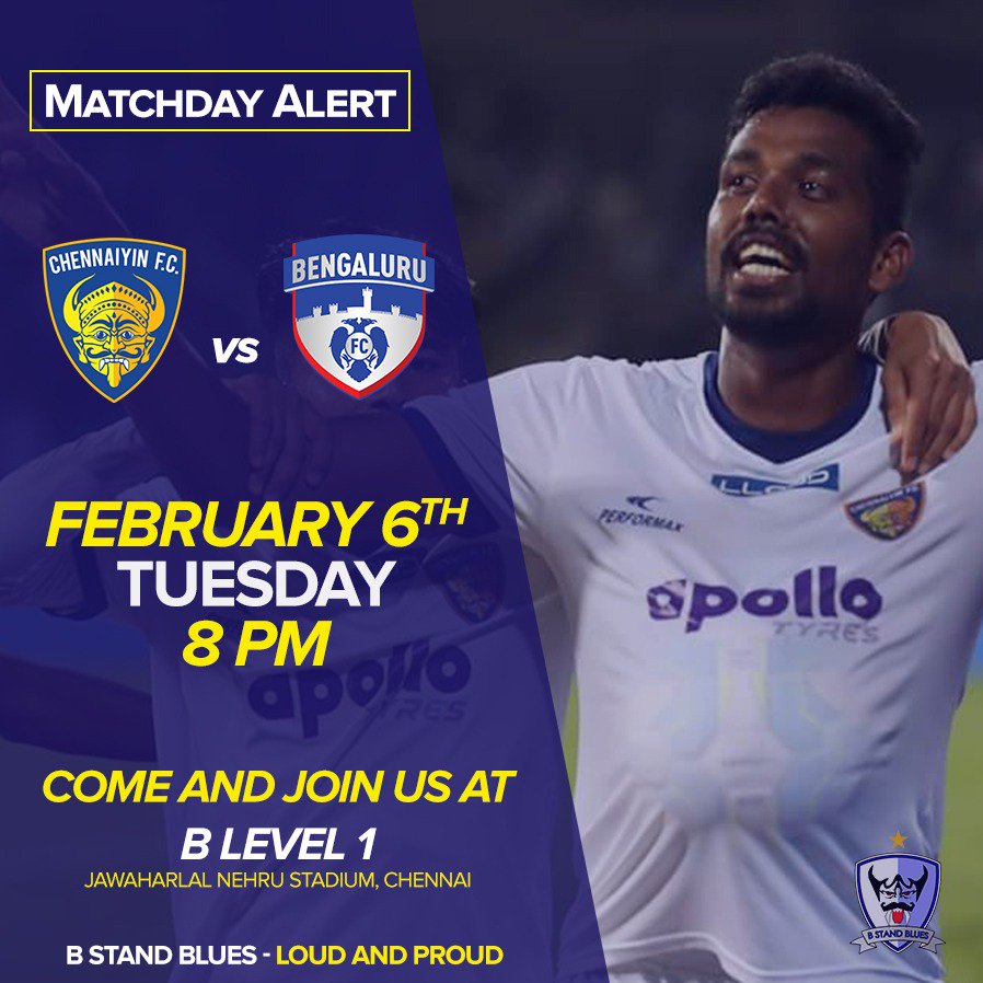 bstandblues's tweet photo. Matchday alert #ChennayinFC #LetsFootball https://t.co/VA9qOQnTOR