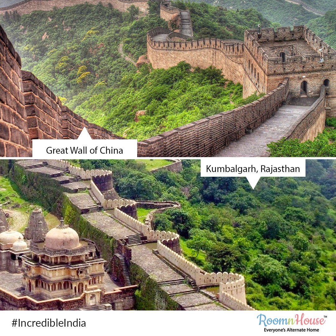 Do you think that the Great Wall of China is 
incomparable in the Asian continent? No!! There is one more massive wall in Rajasthan at Kumbhalgarh fort. Kumbhalgarh Fort is located at a distance of 64 kms from Udaipur in Rajasmand district.#IncredibleIndia