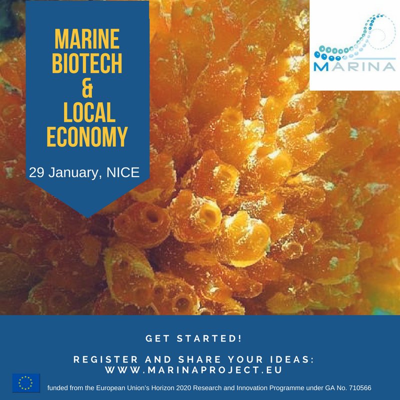 #Marine #biotech for a local and #sustainableeconomy: a new round of #H2020 MARINA workshops to be started today #29January <a href="/VilledeNice/">Ville de Nice</a>! Register to MARINA Knowledge Sharing Platform to stay-up-to-date and share your ideas ➡️marinaproject.eu/index.php/even…