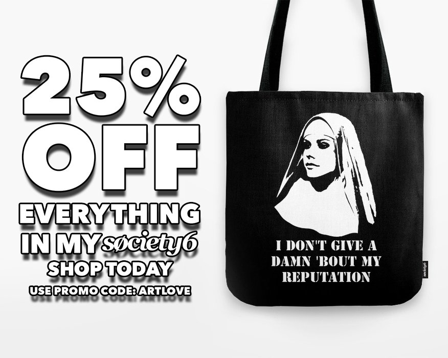 GET READY! Valentine's Day is coming!
25% Off Everything Using Code ARTLOVE
HERE: society6.com/dioptri
Start: Sunday, 1/28/18 at 12:00 am PT 
End: Monday, 1/29/18 at 11:59 pm PT 
#art #print #ValentinesDay #love #AvrilLavigne #promo #sale #discount #code #totebag #dioptriart