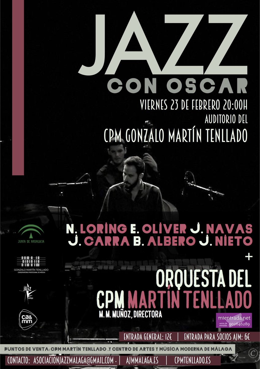 ajazzmalaga's tweet photo. El próximo 23 de febrero en @cpmtenllado os esperamos!! #JazzconOscar #jazz #malaga https://t.co/WZ8ivju53Q https://t.co/L8a9F7xeQ7
