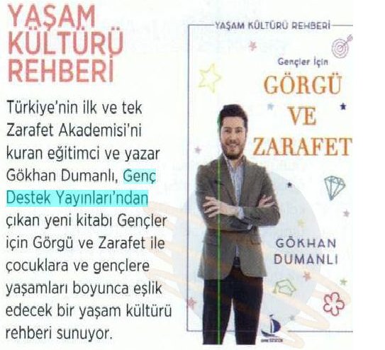 Gökhan Dumanlı GENÇLER İÇİN GÖRGÜ VE ZARAFET kitabıyla Women's Health Dergisi'nde yer aldı... <a href="/gokhandumanli/">Gökhan Dumanlı</a> #DestekMedyaGrubu