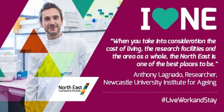 northeastlep's tweet photo. Anthony Lagnado relocated from #France to study for his PhD @NCLAgeing. Find out why he choose #LiveWorkandStay in the #NorthEast https://t.co/V9ir2Yx0lU https://t.co/sGB6k70dbj