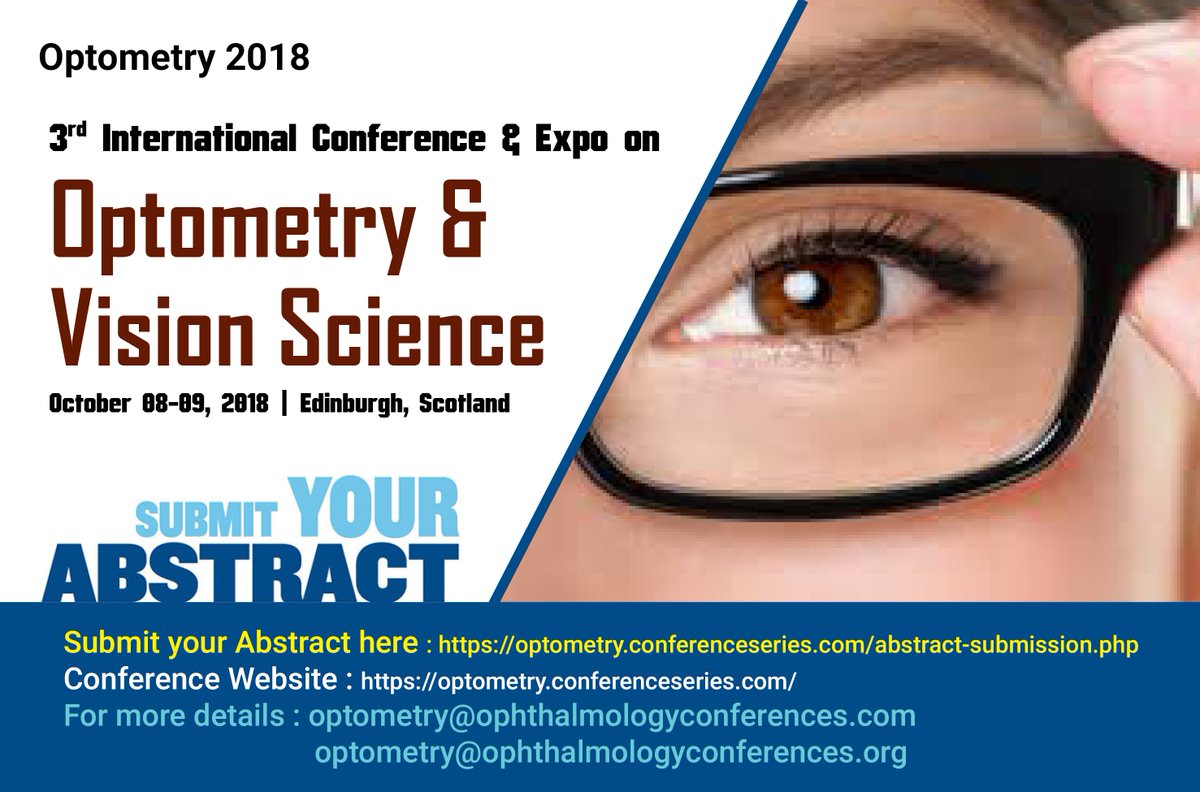 LisaAnd98018317's tweet image. Hold your Slot by submitting TALK ABSTRACT at #Optometry #Visionscience #Cataractsurgery #Cornea #Eyediseases #Glaucoma #Retina #OpticalEngineering!!! For more details on #Optometry tracks and subtracks visit: optometry.conferenceseries.com/call-for-abstr…