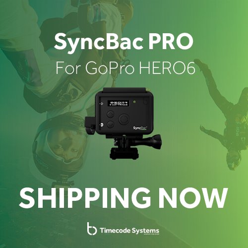 inbroadcast's tweet image. .@TimecodeSystems announce that #SyncBac PRO for #GoPro #HERO6 cameras is now shipping - nxtbk.co/v70

#InBroadcast #BroadcastNews #TimeCode