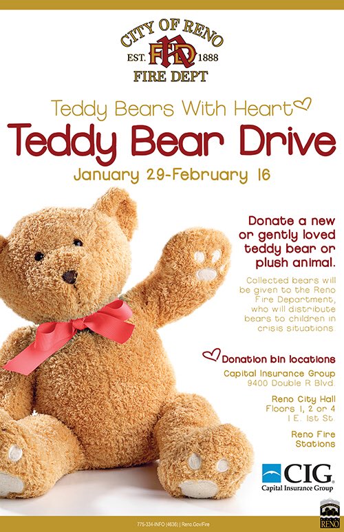 ChiefDave_RFD's tweet photo. The great Teddy Bear drive starts today. Please join CIG and @RenoFireDept and contribute to this worthy cause https://t.co/heR5cFLh9l